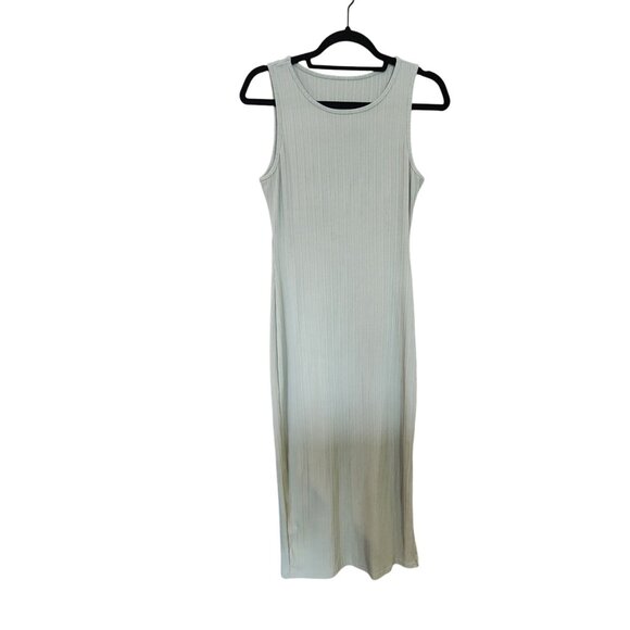 Sleeveless Ribbed Knit Midi Dress By Cider In Sage Green Size L - Picture 1 of 3